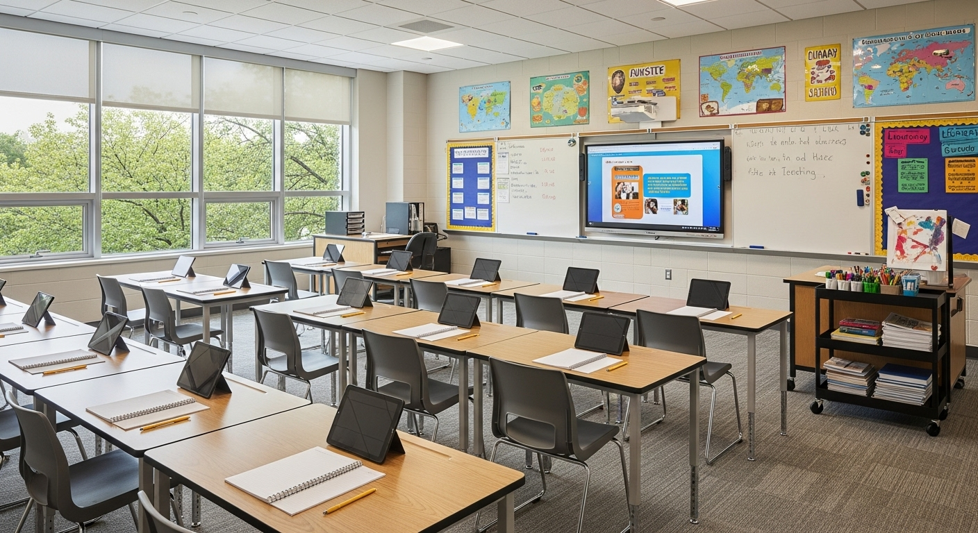 Modern school classroom facilities